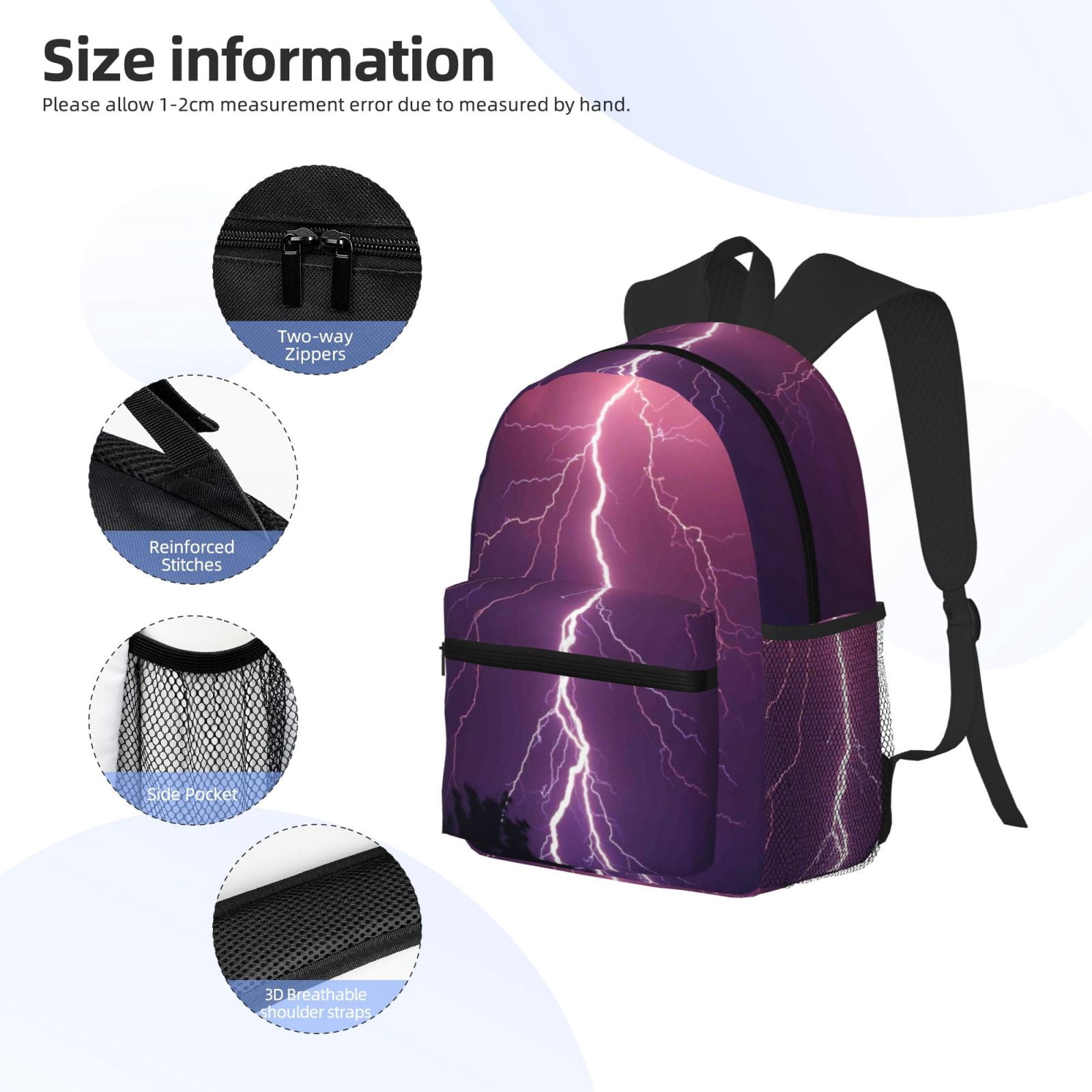 Ratiio Thunderstorm Violet Purple Print Casual Backpack for Men