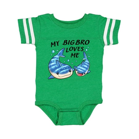 

Inktastic My Big Bro Loves Me- whale shark Gift Baby Boy or Baby Girl Bodysuit