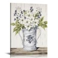 thumbnail image 1 of JEUXUS Arte de pared rústico con diseño floral, decoración de pared para baño, estilo campestre, póster de estilo rústico, impresiones en lienzo con flores blancas, arte de pared con flores en tarro,, 1 of 4