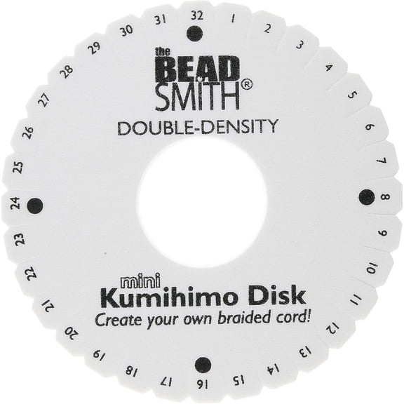 The Beadsmith Round Kumihimo Disk, 4.25 inch diameter, 0.75” (20mm) thick double dense foam, Jewelry Tools for Braiding, box of 10 disks