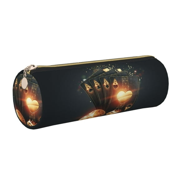Disketp Creative Poker Estuche Organizador de Lápices de Cuero, Estuche de Oficina con Cremallera para Bolígrafo y Lápiz
