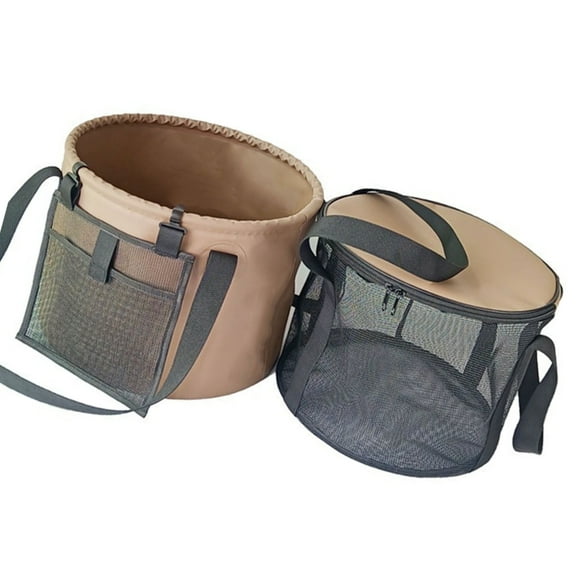 BQBQERT Foldable 5 Gallon Water Bucket With Double Handle PVC Wash Basin with Net Pocket For Car Washing Gardening