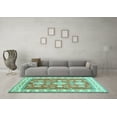 thumbnail image 3 of Ahgly Company Indoor Rectangle Geometric Turquoise Blue Traditional Area Rugs, 8' x 10', 3 of 4