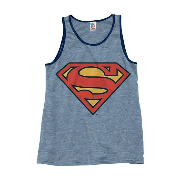 Superman Logo Adult Heather Blue Tank Top