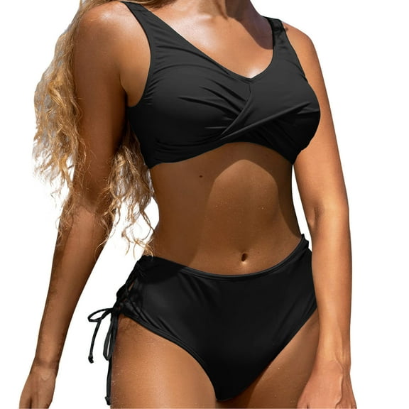 Xunlbb Swimsuits-Womens Two Piece Women Swimsuit Fashion Split Solid Swimwear Swim Top with Shorts