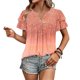 thumbnail image 4 of Camisas de Cuello de Tripulación de Manga Corta para las Mujeres Plisado Mangas de Ruffle, Cuello Redondo Casual Primavera Y Blusa de Verano, 4 of 7
