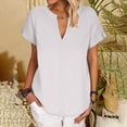 thumbnail image 4 of Timegard Tops for Women Cotton Linen Short Sleeve V-Neck Solid Color Casual Loose Top Blouse Basic Tee, 4 of 7