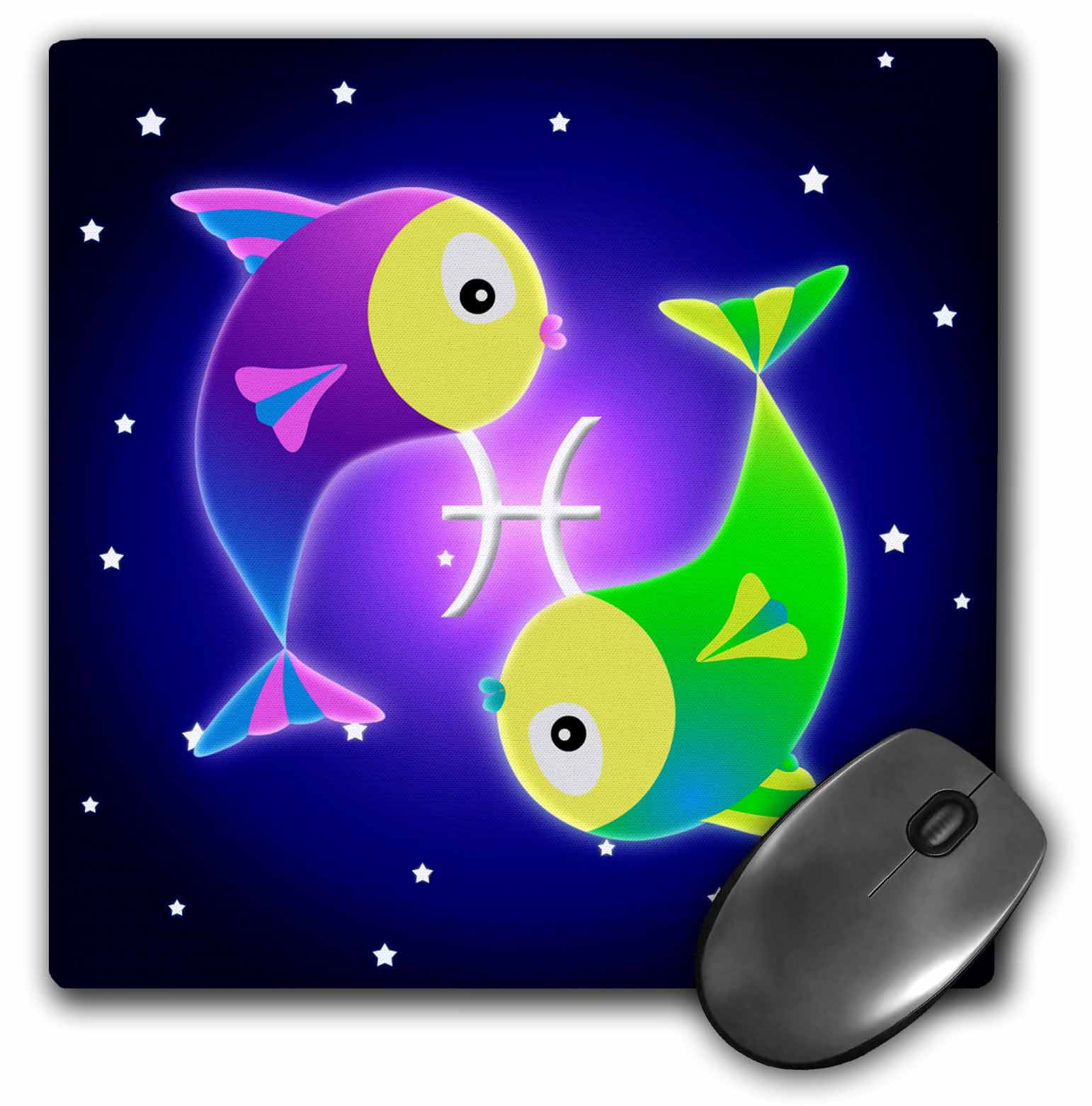 3dRose Cute Astrology Pisces Zodiac Sign Fish, Mouse Pad