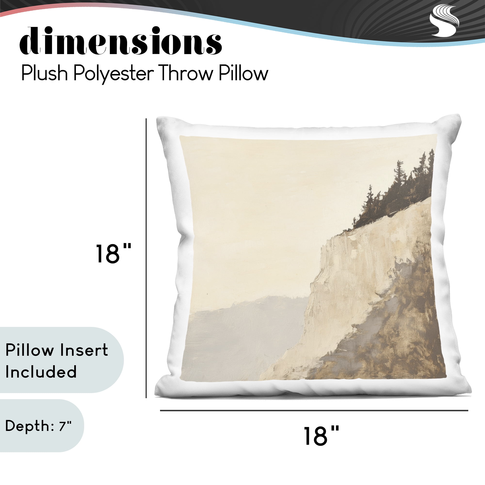 Stupell Industries Serene Cliffside Vista Decorative Printed Throw Pillow, design by Petal Prints Design, 18 x 7 x 18