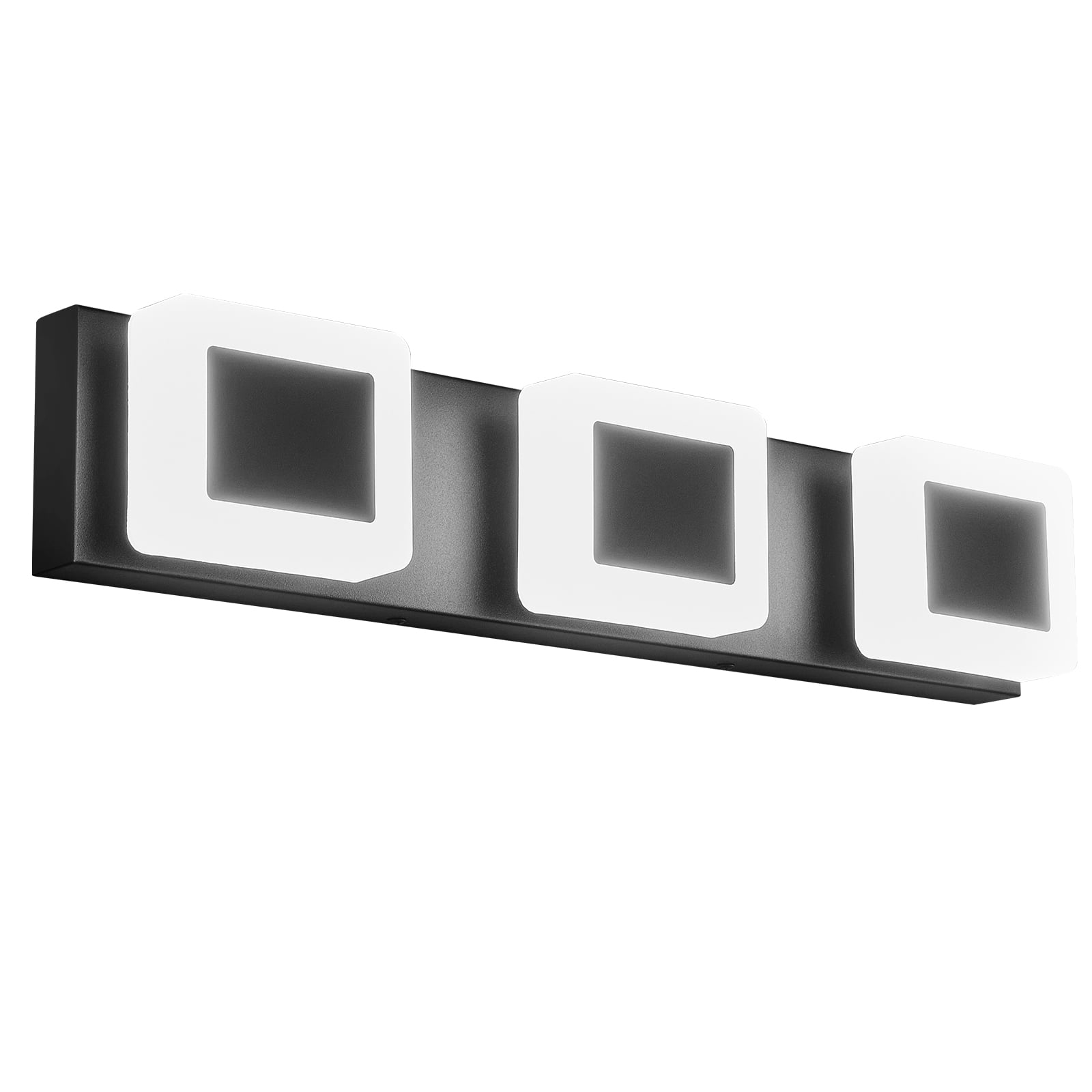 LMQNINE 3-Light Dimmable LED Bathroom Vanity Light Over Mirror,Fog and Corrosion Resistant,Modern Black Acrylic Wall Fixture