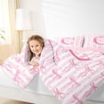 thumbnail image 5 of Meiyoeat Sweet Bow Letter C Twin Bedding Sets 7-Piece for Girls Toddlers, Lovely Stripe Bedding Comforter Set, Light Pink White,Pink Reversible, 5 of 6
