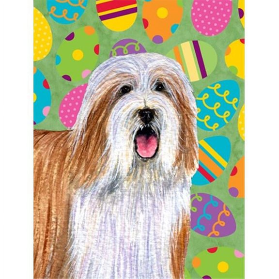11 x 15 in. Bearded Collie Easter Eggtravaganza Garden Size Flag