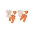 thumbnail image 2 of RUINIXCW Newborn Baby Boy Girl My First Halloween Outfit Infant Fall Clothes Letters in Tractor Print Short Sleeve Romper with Pumpkin Pants Hat Set, 2 of 10