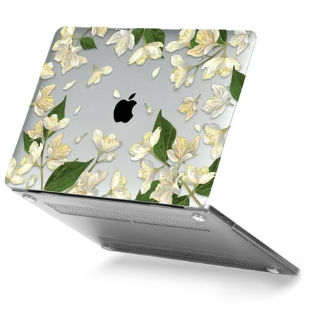 New MacBook Pro 13 Case 2020 Release A2251 A2289 A2159 A1989 A1706 A1708, GMYLE Hard Snap on Crystal Plastic Hard Shell Case Cover for MacBook Pro 13 Inch (White Floral Bloom)