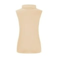 thumbnail image 3 of Gkeoshab Womens Blouses Slim Fit Mock Neck Tank Top Solid Sleeveless Stretch Blouse Perfect as a Layering Piece or Standalone Top Beige L, 3 of 5