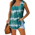 thumbnail image 2 of RKSTN Débardeurs pour Femmes Col Carré Sans Manches T-shirt Mode Confortable Imprimé Floral Blouse Plissée Décontractée Ample, 2 of 4