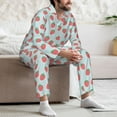thumbnail image 7 of Naloa Hand Drawn Strawberry Men’s Pajamas Set - Long Sleeve Button Down Sleep Shirt and Pajama Bottoms Sleepwear Set-, 7 of 7
