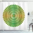 thumbnail image 1 of Green Mandala Shower Curtain, Ornamental Ethnic Asian Illustration with Circle and Scale Pattern Oriental, Fabric Bathroom Set with Hooks, 69W X 70L Inches, Green Orange, by Ambesonne, 1 of 3