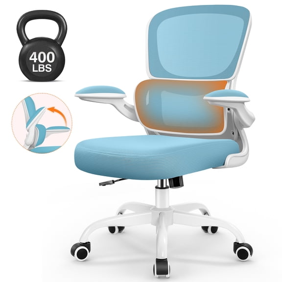 COOLHUT Office Chair, Ergonomic Desk Chair with Lumbar Support and Adjustable Armrests, Breathable Mesh Computer Gaming Chair, Reclining Task Chair for Home Office, Blue