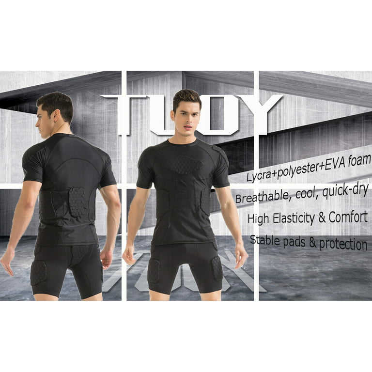 TUOY Men's Padded Compression Rib Chest Protector Shirt Protective Shirt
