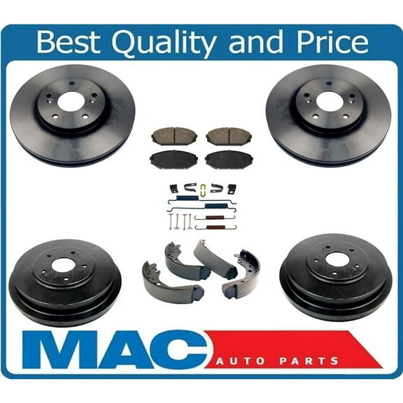 NEW Disc Brake Rotors Pads Rr Drums Shoes Spring Kit for Honda Odyssey 99-01