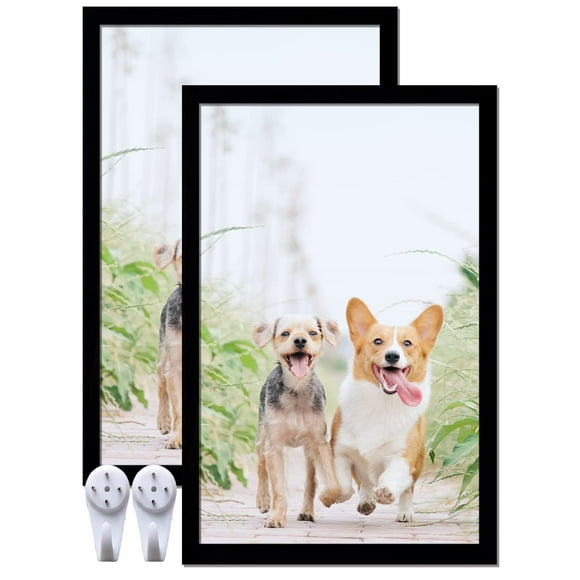 icariery 11x17 Picture Frame Set of 2, Black Photo Frames High Transparent Wall Gallery Desktop Horizontal Vertical for Canvas Collage Photo Poster Certificate 11 x 17 inches