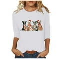 thumbnail image 2 of Elvqul Womens Tops Christmas Plus Size Shirts Cozy 3/4 Sleeve Crew Neck White Tops for Women Vacation, 2 of 5