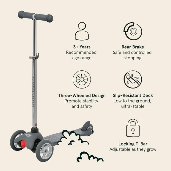 3-Wheel Kids Scooter with Padded Handlebars, PU Wheels & Non-Slip Deck for Toddlers & Children 5 Years &
