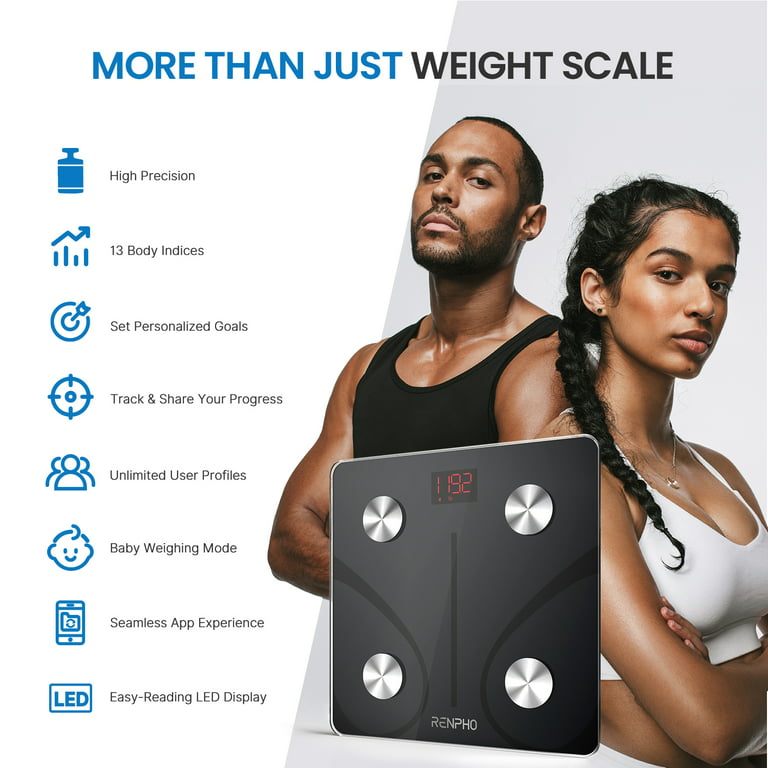 RENPHO Smart Scale and Tape Measure, Digital Bluetooth Scale with Tape  Measure for Body Measuring, Weight Loss, Muscle Gain, Gift, 400lbs, Inches/c