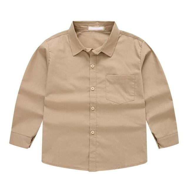 Yuyuzo Unisex Kids Button down Shirts Long Sleeve Lapel Baby Kids Formal Tops with Pockets Solid Color Suit