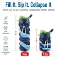 thumbnail image 2 of Spacesaver Collapsible Water Bottle - Foldable Water Bottle - Silicone Water Bottle - Travel Water Bottle Collapsible - Lightweight, Portable, Compact - Camping, Hiking, Traveling - Blue Rainbow, 2 of 7