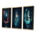 thumbnail image 3 of Designart "Graceful Midnight Forest Full Moon Magic III" Forest Framed Wall Art Set Of 3 - Blue Traditional Frame Canvas Set For Living Room Decor, 3 of 6
