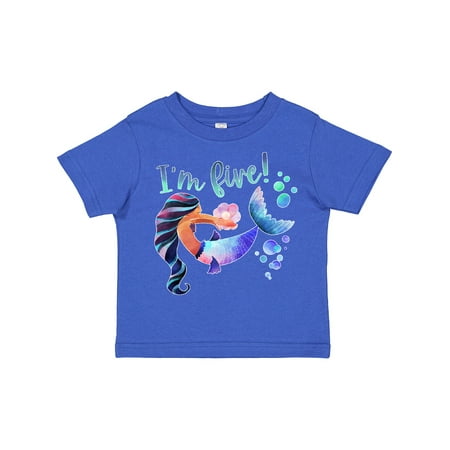 

Inktastic I m Five! 5th Birthday Pink and Blue Mermaid Gift Toddler Boy or Toddler Girl T-Shirt