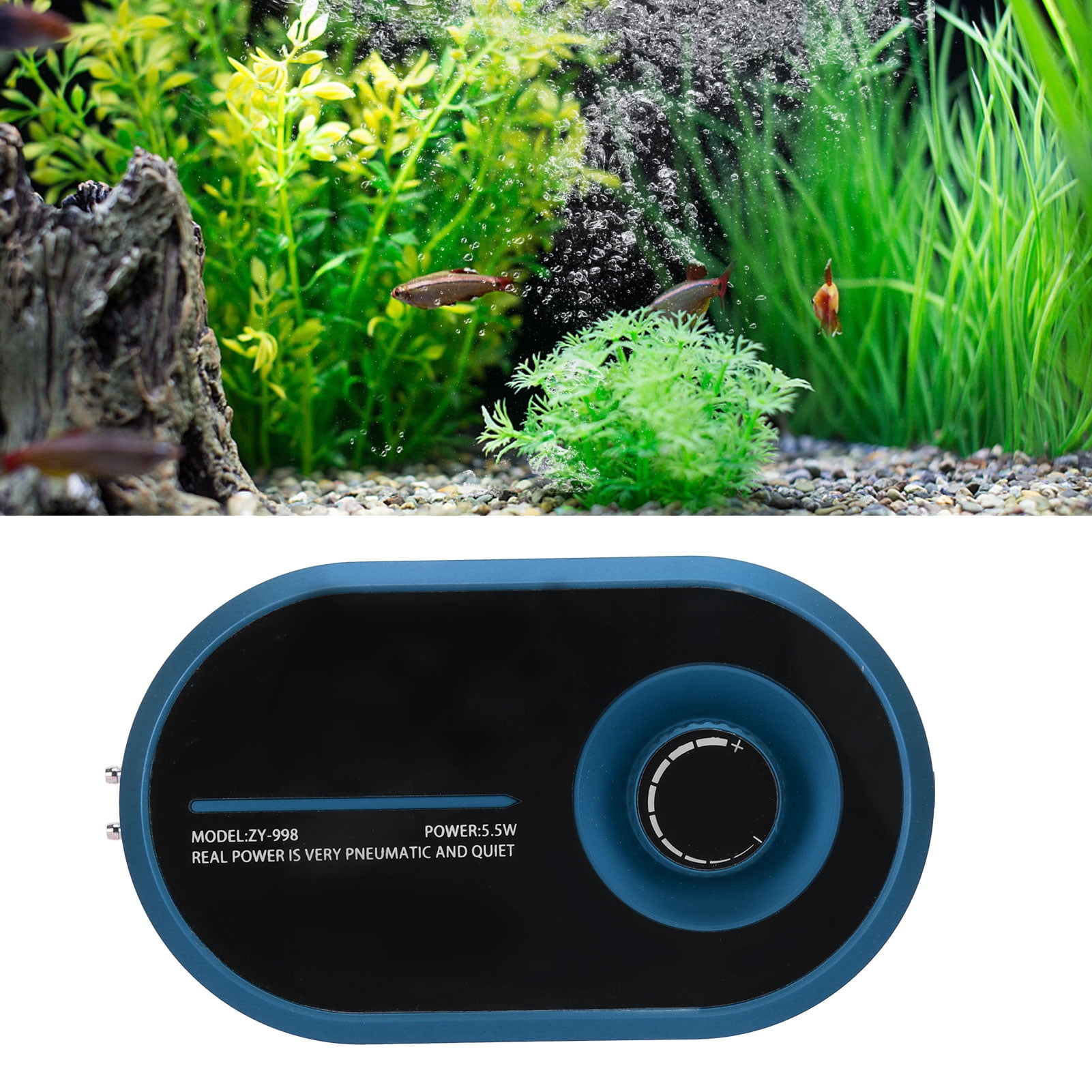 Riousery Aquarium Air Pump Adjustable Silent Powerful Fish Tank Oxygen Pump Aquatic Transport US Plug