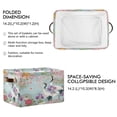thumbnail image 2 of Yayeee 2 Pack Canvas Storage Basket with Handles for Shelves Fabric Bins Closet Organizer, Green Floral Cranes Pattern, 2 of 8