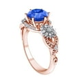 thumbnail image 2 of AFFY 2.02 Carat Round Simulated Blue Sapphire & Natural Diamond Two-Tone Engagement Ring 14k Solid Rose Gold Ring Size-5.5, 2 of 2