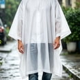 thumbnail image 5 of UTSJKR Mens Loose Fit Hooded Rain Poncho with Drawstring Closure Lightweight Waterproof Cape for Hiking Camping Travel Outdoor Rain Protection White, 5 of 5