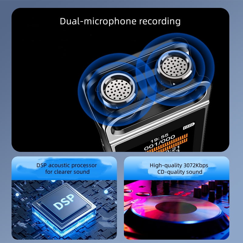 GL-99 8GB Long Endurance Dual Mic Digital Voice Audio Recorder Learning Business Conference Meeting Interview Wedding Dictaphone