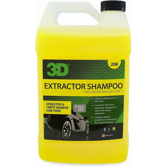 3D Extractor Carpet Cleaner Upholstery Shampoo - Ultimate Carpet & Upholstery Cleaning Kit - Low Foam & High Foam Stain Remover Duo - 1 Gallon Each