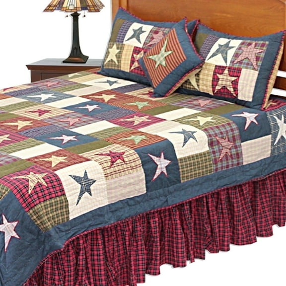 Patch Magic Homespun Stars Lightweight Reversible Cotton King Quilt Adult, Teen