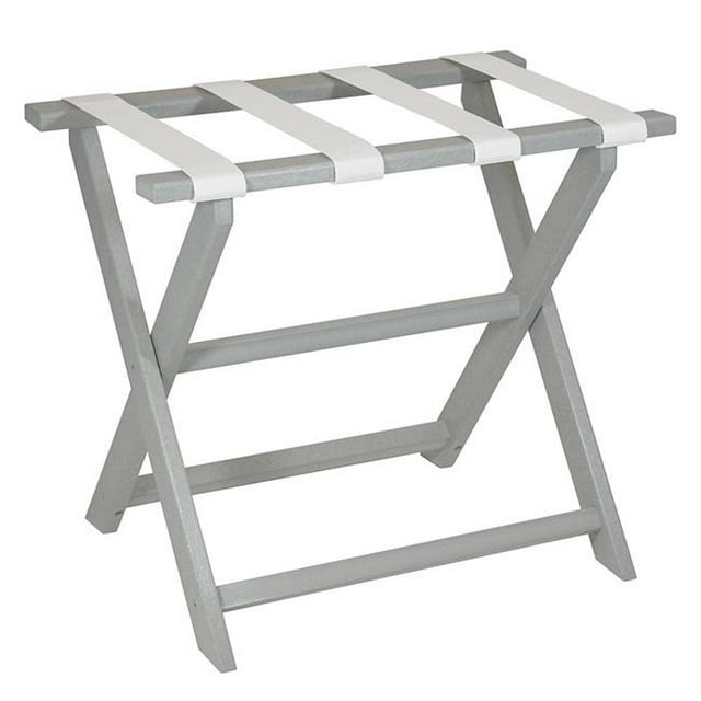 Porte-bagages Pliant Gris Clair avec Sangles Blanches