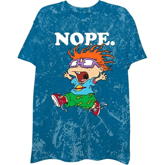 Nickelodeon Mens 90's Classic Shirt - Tie Dye Rugrats, Reptar, Ren & Stimpy, and Hey Arnold - Vintage Tie Dye T-Shirt Blue Tie Dye, Medium