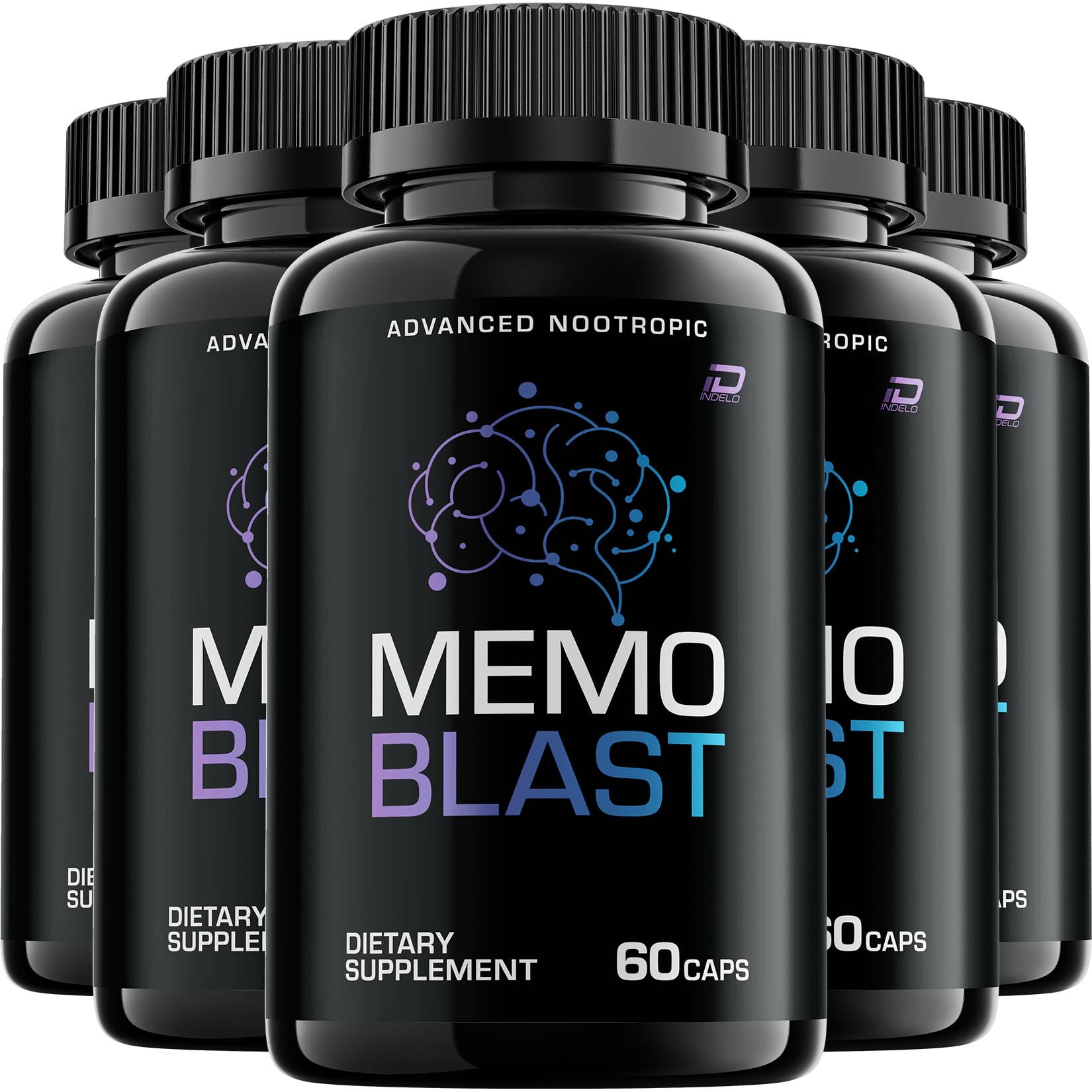 Memo Blast Capsules, Advanced Memory and Focus Support, 60 Capsules Each, 5 Pack (300 Total)