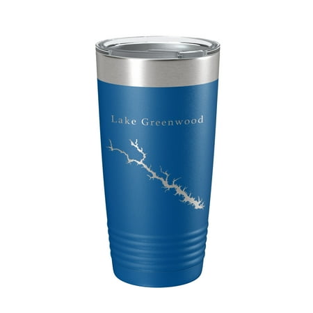 

Lake Greenwood Map Tumbler Travel Mug Insulated Laser Engraved Coffee Cup South Carolina 20 oz Royal Blue