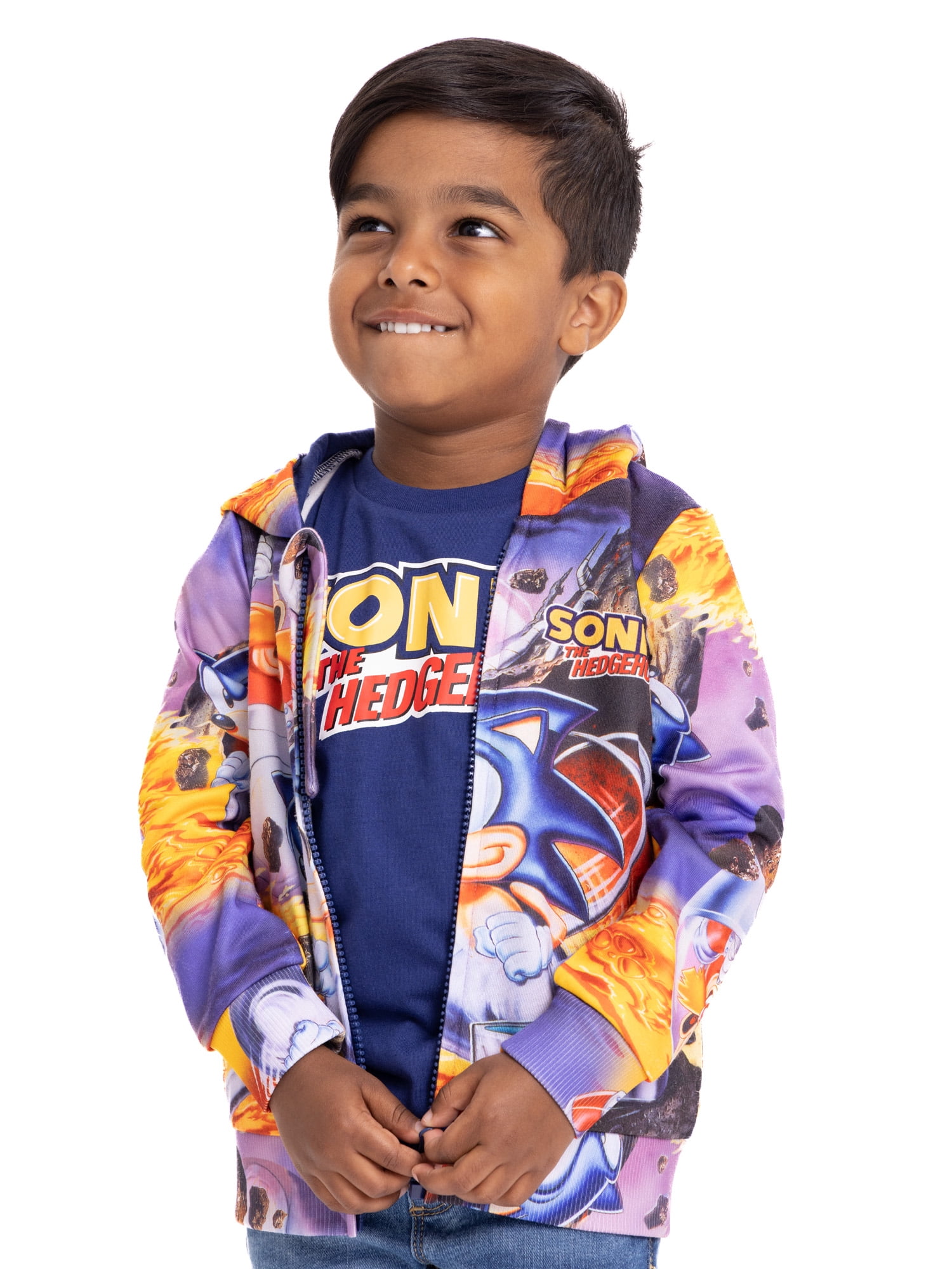 Sonic the Hedgehog Toddler Boy Sublimated Zip Up Hoodie and T-Shirt Set, Sizes 2T-5T
