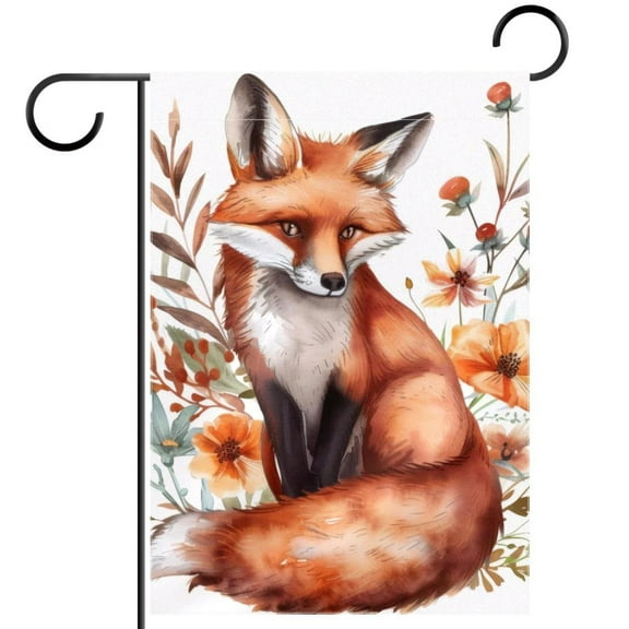 Cute Fox Animal Decorative Garden Flag for All Seasons, 12 x 18 Inch Small Vertical Double Sided Outside Decoration for Yard Farmhouse