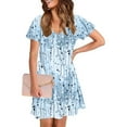 thumbnail image 7 of Summer Sun Dresses for Womens 2026 Plus Size Fashion Print Short-sleeved V-neck Casual Dress, 7 of 7