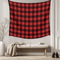 thumbnail image 5 of Black Red Plaid Tapestry for Bedroom Wall Hanging Tapestry, Vintage Rustic Buffalo Checked Gingham Ceiling Backdrop Tapestries Poster Blanket Wall Decor for Teens Room Living Room Dorm 51" x 59", 5 of 8