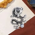 thumbnail image 6 of Eoperou Chinese Style Brooch Men Enamel Dragon Shape Faux Pearl Pin Clothing Coat Badge Jewelry Party Accessories, 6 of 7