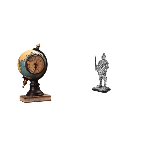 Figura decorativa moderna de caballero con globo terráqueo, reloj de mesa, adorno artesanal para escritorio, estante, dormitorio, armario, entrada, li